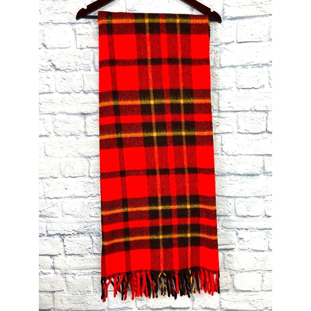 Faribo Red Tartan Plaid Stadium Blanket Faribault Woolen Mill USA 44x51